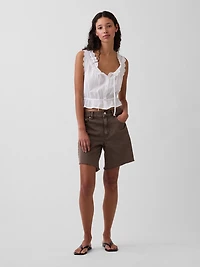 8" Mid Rise Loose Denim Bermuda Shorts