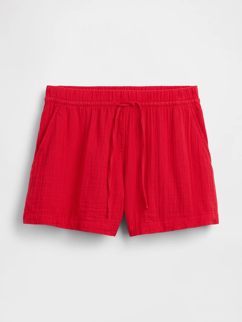 4" Mid Rise Cotton Gauze Easy Shorts