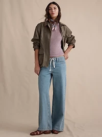 Mid-Rise Wide-Leg Drawstring Jean