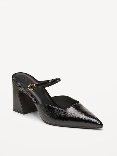 Buckle-Strap Mule Heels for Women