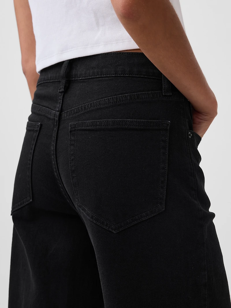 High Rise Stride Wide-Leg Ankle Jeans