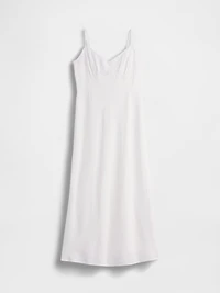 Linen-Blend Embroidered Midi Dress
