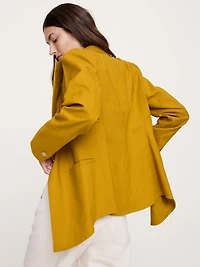 Stretch Linen-Viscose Long Blazer