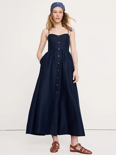 Linen Corset Button-Down Dress