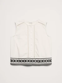 Embroidered Stretch-Cotton Tank