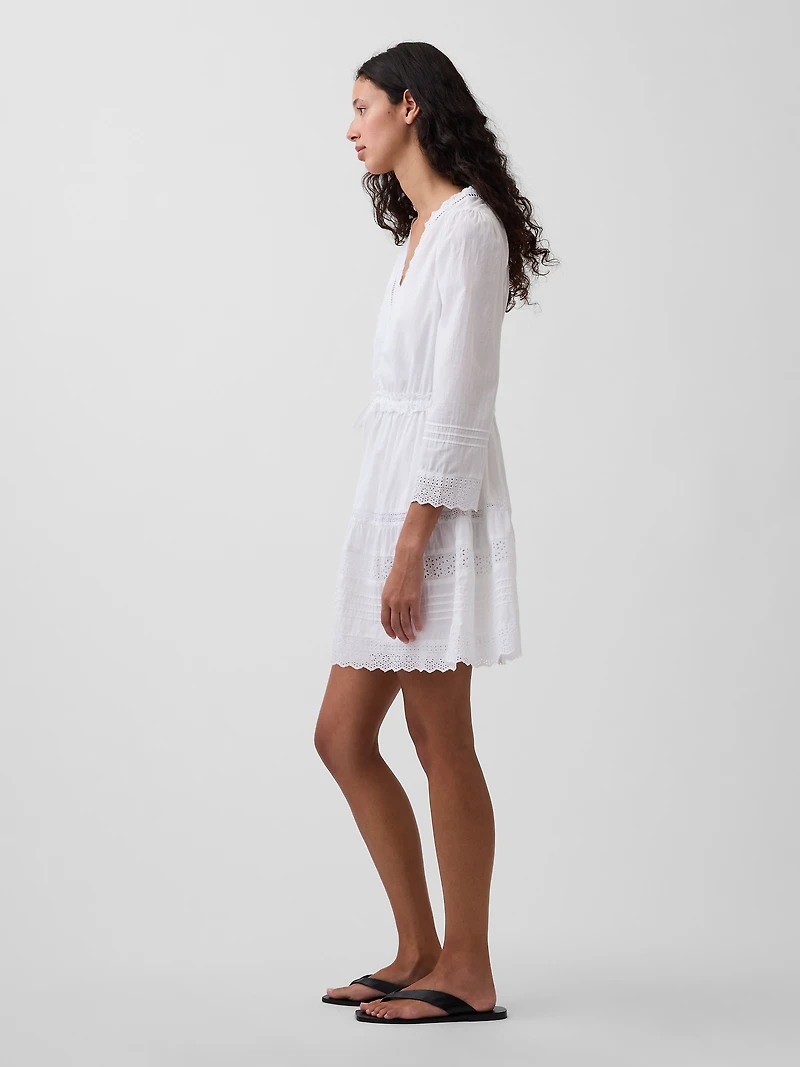 Lace-Trim Mini Dress