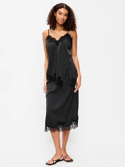 Lace Slip Midi Skirt