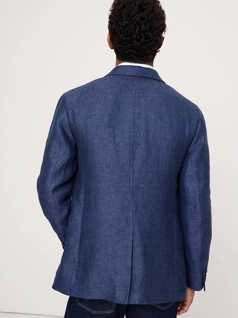 Blue Herringbone Linen Sport Coat