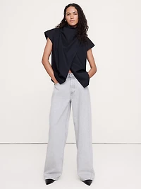 Cotton Poplin Cowl Neck Tunic