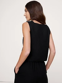 Linen Button-Front Tank