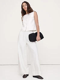 High-Rise Wide-Leg Linen Pull-On Ankle Pant