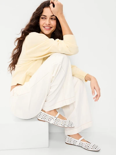 Perforated Mary Jane Ballet Flats for Women