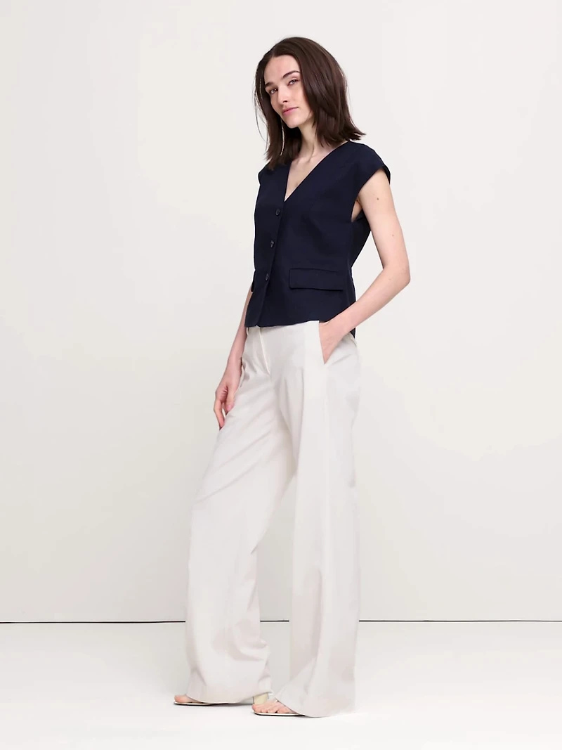 Stretch Linen-Viscose Vest