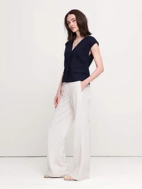 Stretch Linen-Viscose Vest