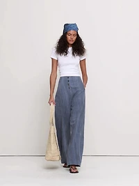 High-Rise Relaxed Barrel Ramie-Cotton Pant