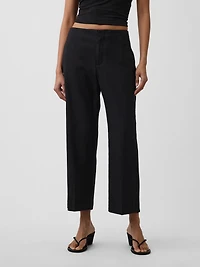 Linen-Blend Relaxed Straight Ankle Pants
