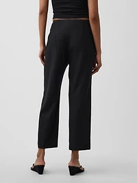 Linen-Blend Relaxed Straight Ankle Pants