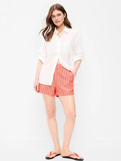 High-Waisted Linen-Blend Shorts - 3.5-inch inseam