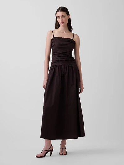 Poplin Drop-Waist Maxi Dress