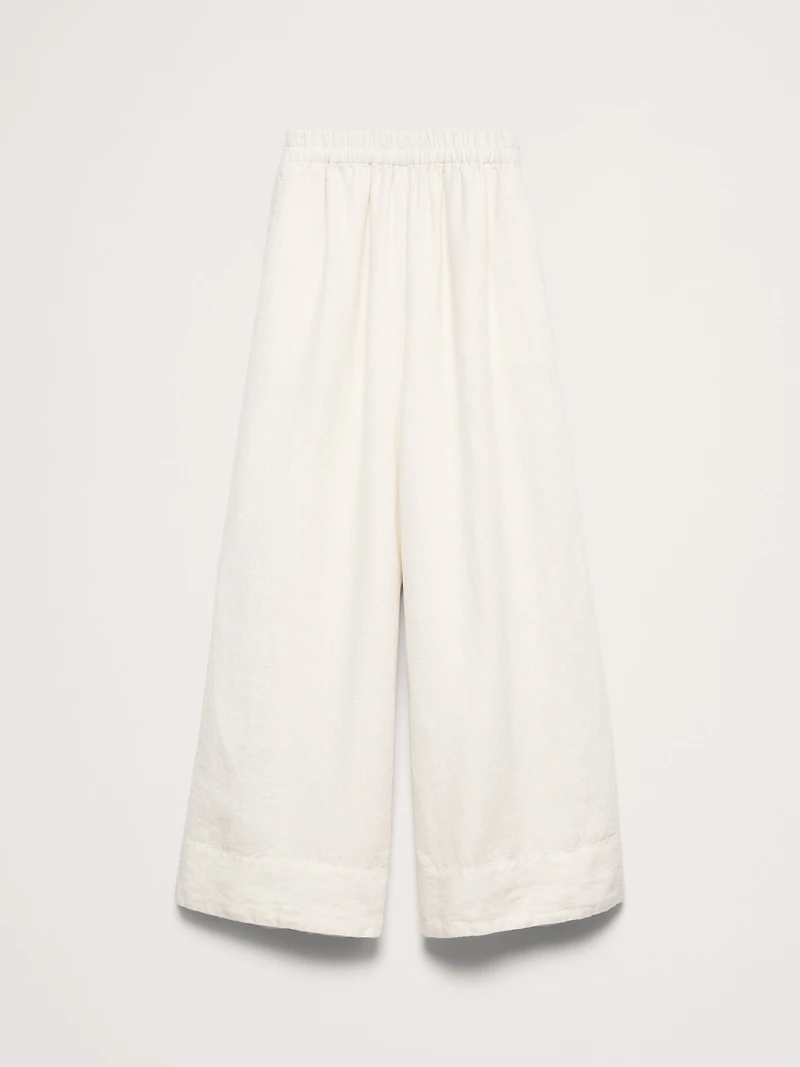 High-Rise Wide-Leg Linen Pull-On Ankle Pant