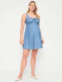 Robe-camisole courte ajustée et évasée de maternité