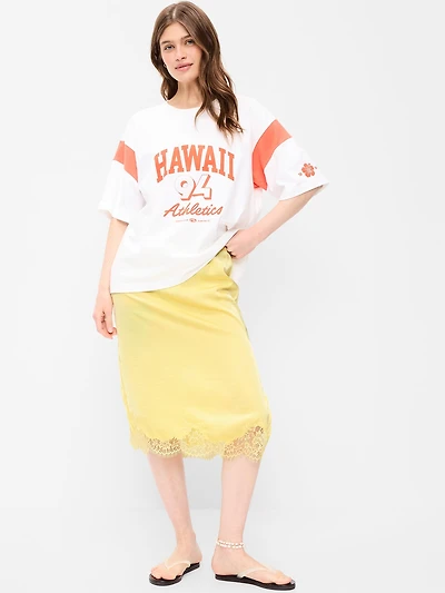 Lace Slip Midi Skirt