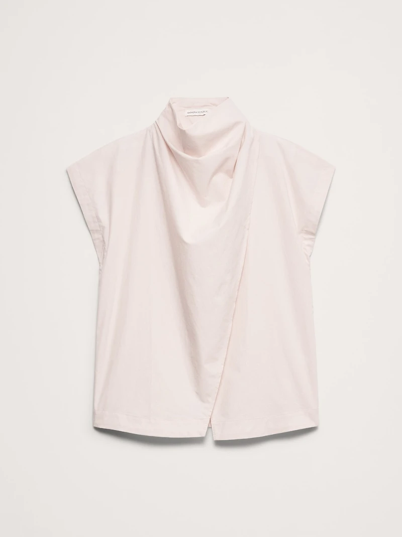 Cotton Poplin Cowl Neck Tunic