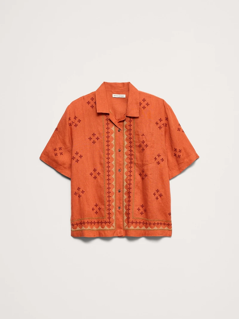 Embroidered Linen Resort Shirt