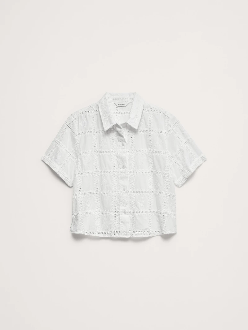 The Boxy Crop Shirt Embroidered Cotton