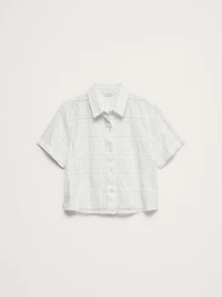 The Boxy Crop Shirt Embroidered Cotton