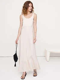 Linen Bias-Cut Maxi Dress