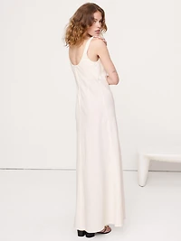 Linen Bias-Cut Maxi Dress