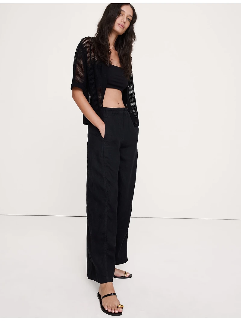 Mid-Rise Relaxed Painter Pull-On Pant Linen
