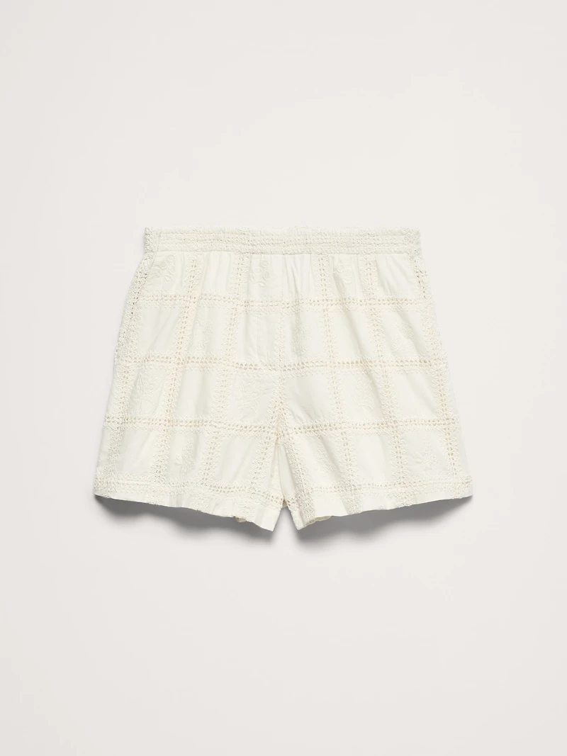 Embroidered Cotton 4" Pull-On Short