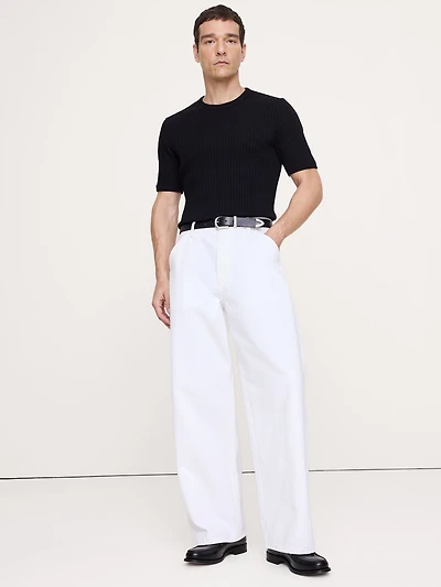 Ribbed Stretch-Cotton Crew-Neck T-Shirt