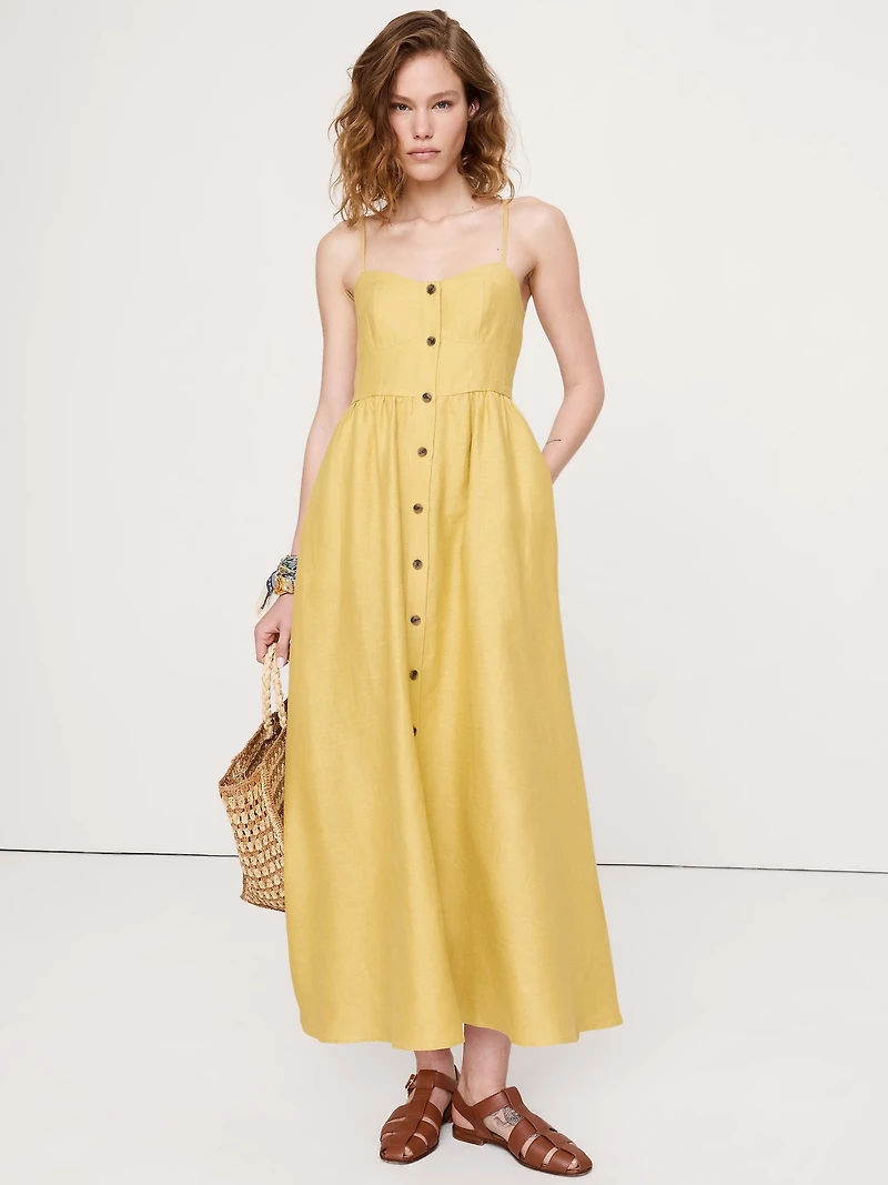 Linen Corset Button-Down Dress