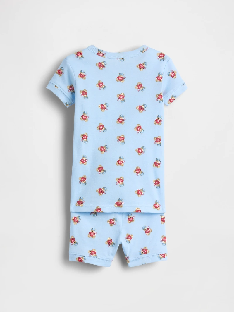 Pyjama court en coton biologique brossé à motif de l’ourson Brannan pour Bébé et Tout-petite