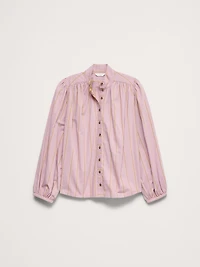Breezy-Cotton Ruched-Shoulder Shirt