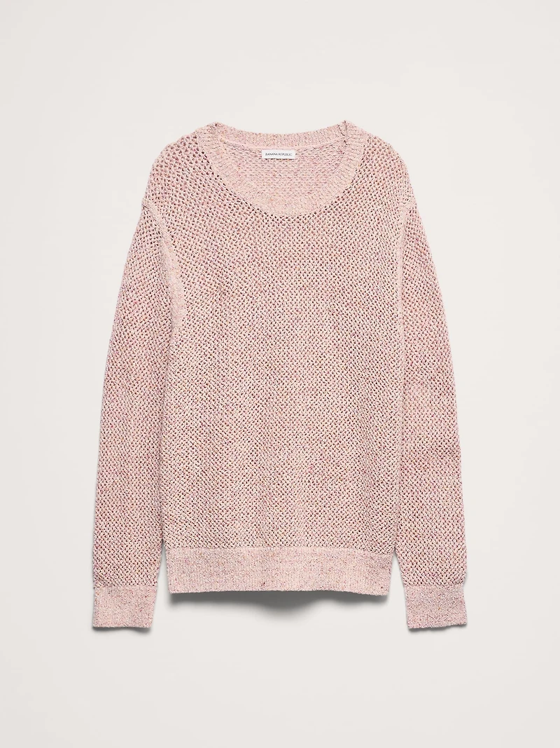 Bouclé Cotton-Blend Crew-Neck Sweater