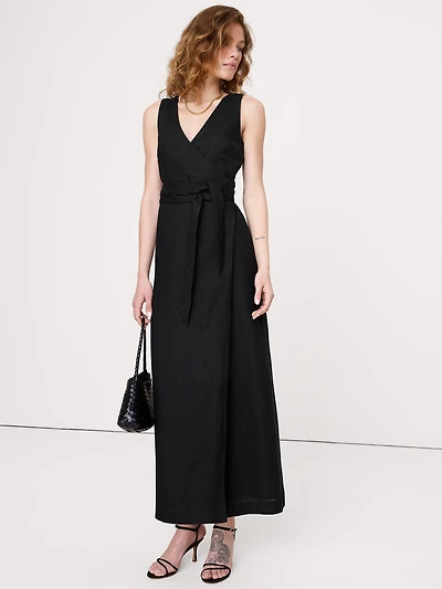 Linen Crossback Maxi Dress