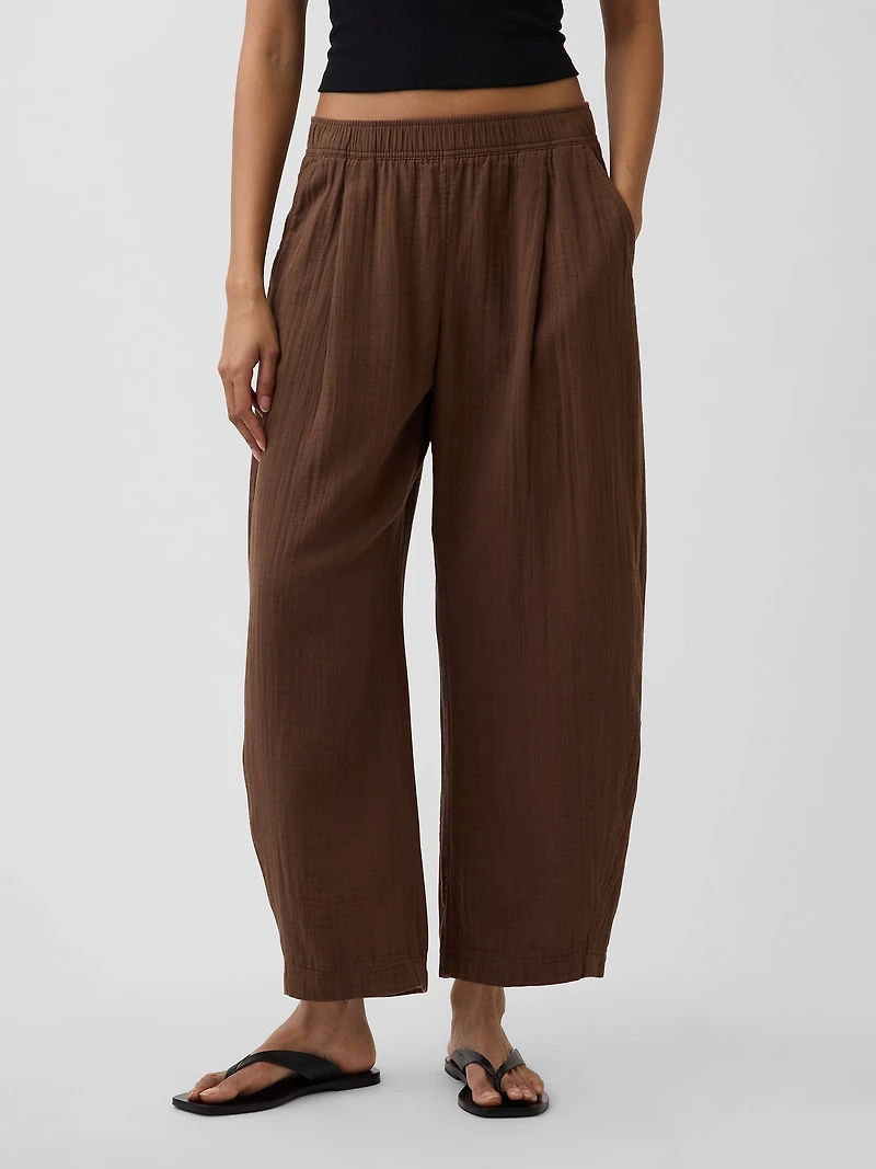 Cotton Gauze Easy Barrel Pants