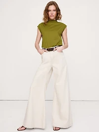 Silky Cotton Mock-Neck Top