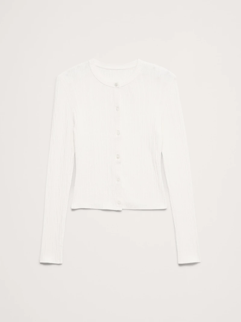 Crinkle Knit Cropped Cardigan