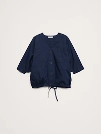 Stretch-Cotton Drawstring-Hem Top