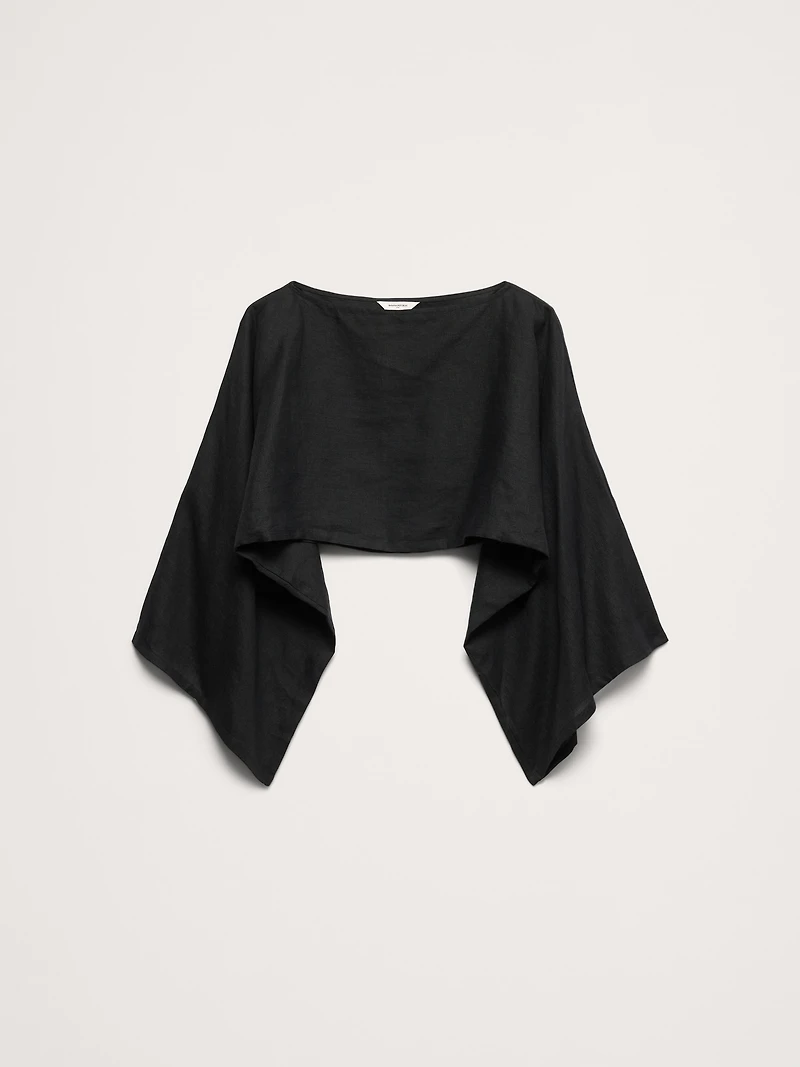 Linen Cropped Boatneck Top