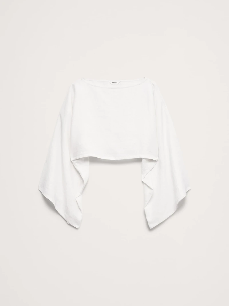 Linen Cropped Boatneck Top