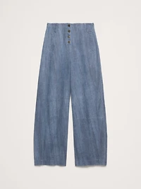 High-Rise Relaxed Barrel Ramie-Cotton Pant