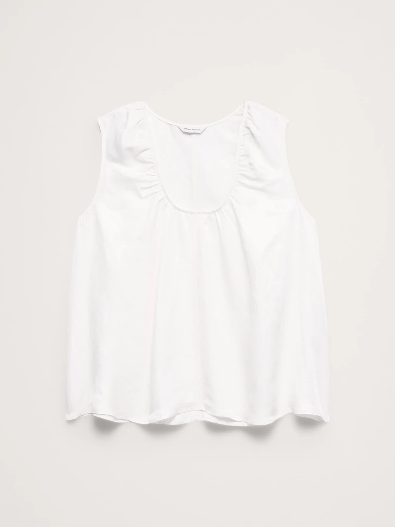 Viscose-Linen Scoop-Neck Tank