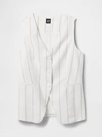 Linen-Blend Longline Vest