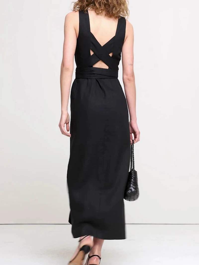 Linen Crossback Maxi Dress